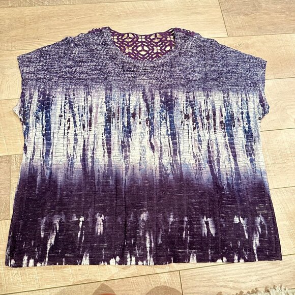 CHRISTOPHER BANKS WOMENS OMBRE' SHORT SLEEVE SHIRT SMALL - Picture 1 of 8